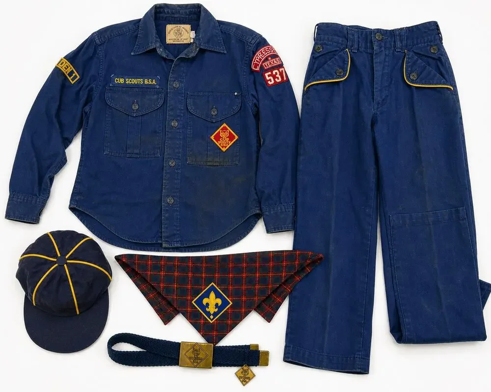 Vintage Boy Scouts BSA Uniform Lot Shirt Pants Hat Belt Scarf Youth Costume